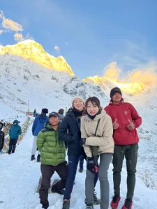 Trekkers at Poonhil ABC Mardi Himal Trek