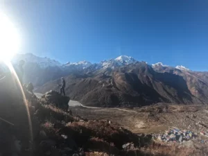 Kyanjin valley and himalayas view to kyanjin ri hike