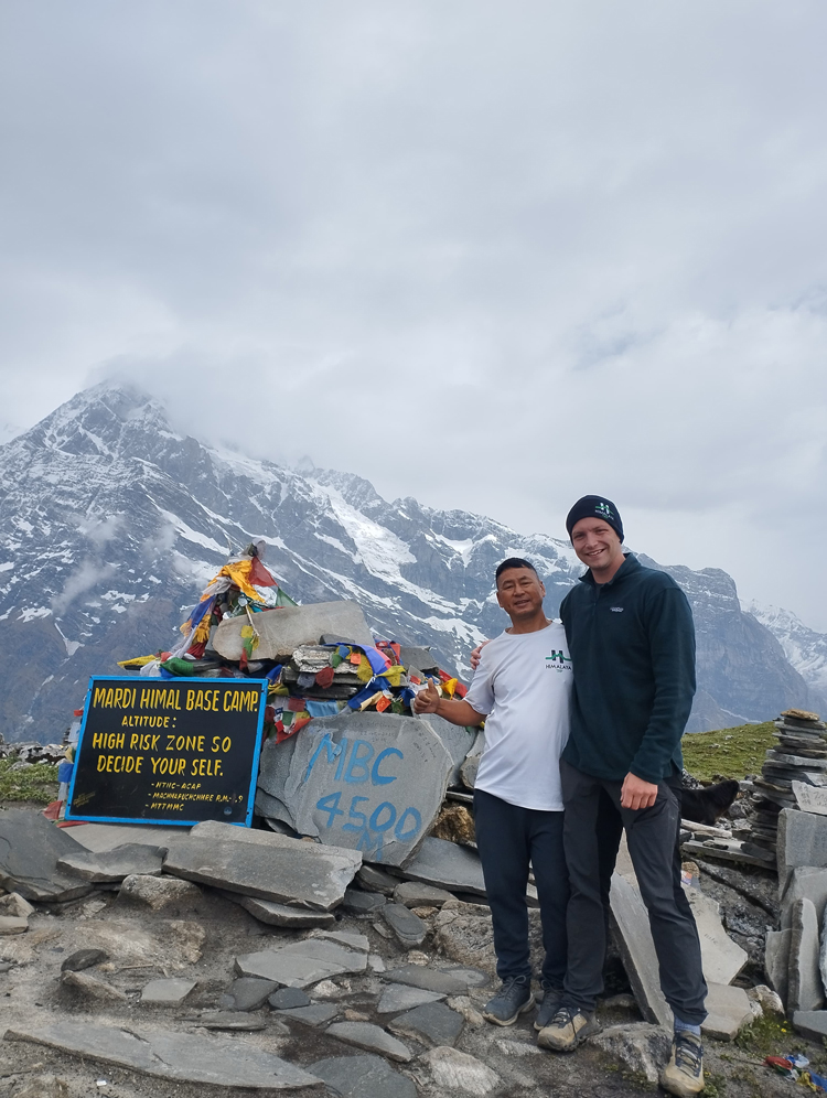 Thomas at Mardi HImal Base Camp 4500m